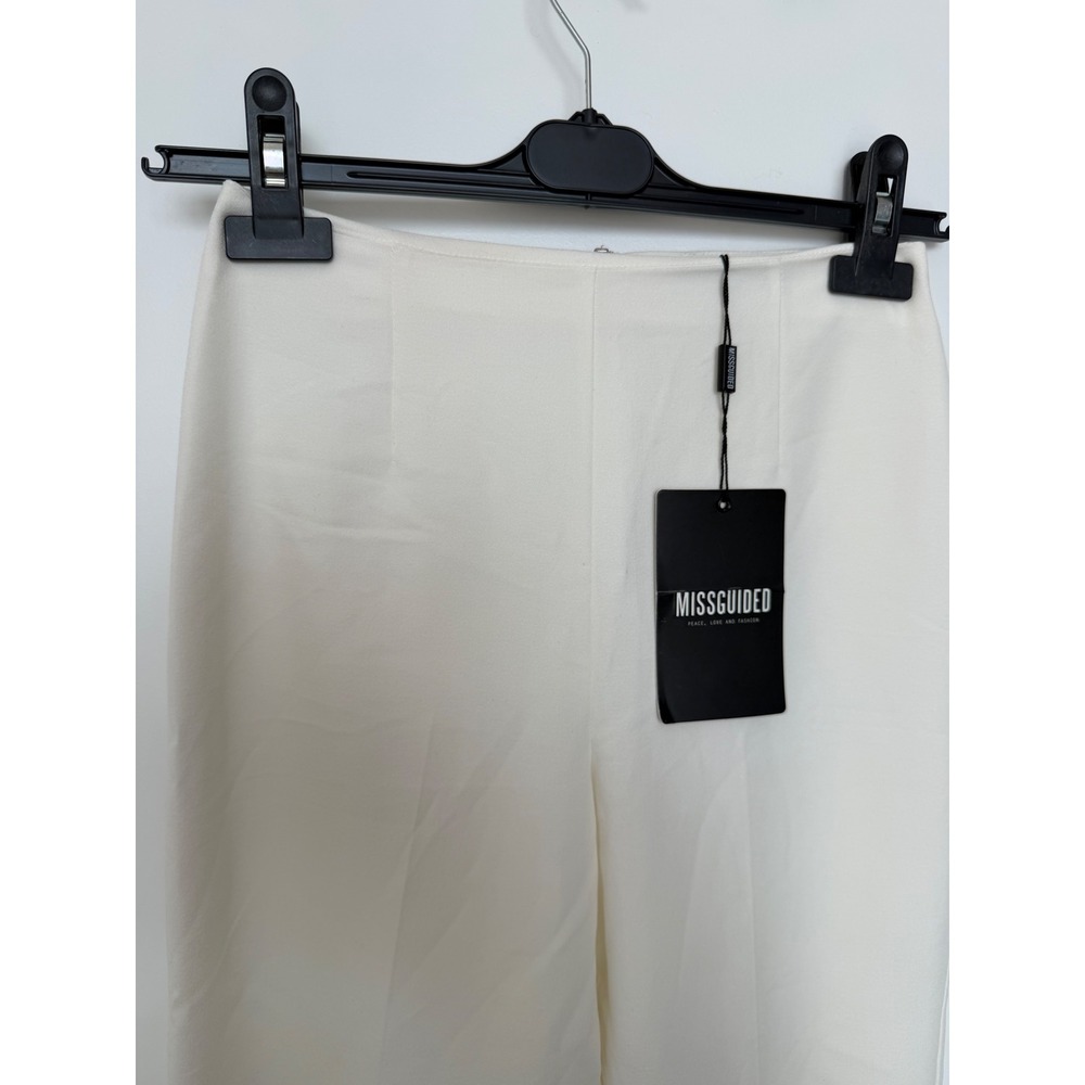 Missguided Cream Tailored Straight Leg Trousers US 2 Ivory Minimalist - Picture 3 of 9
